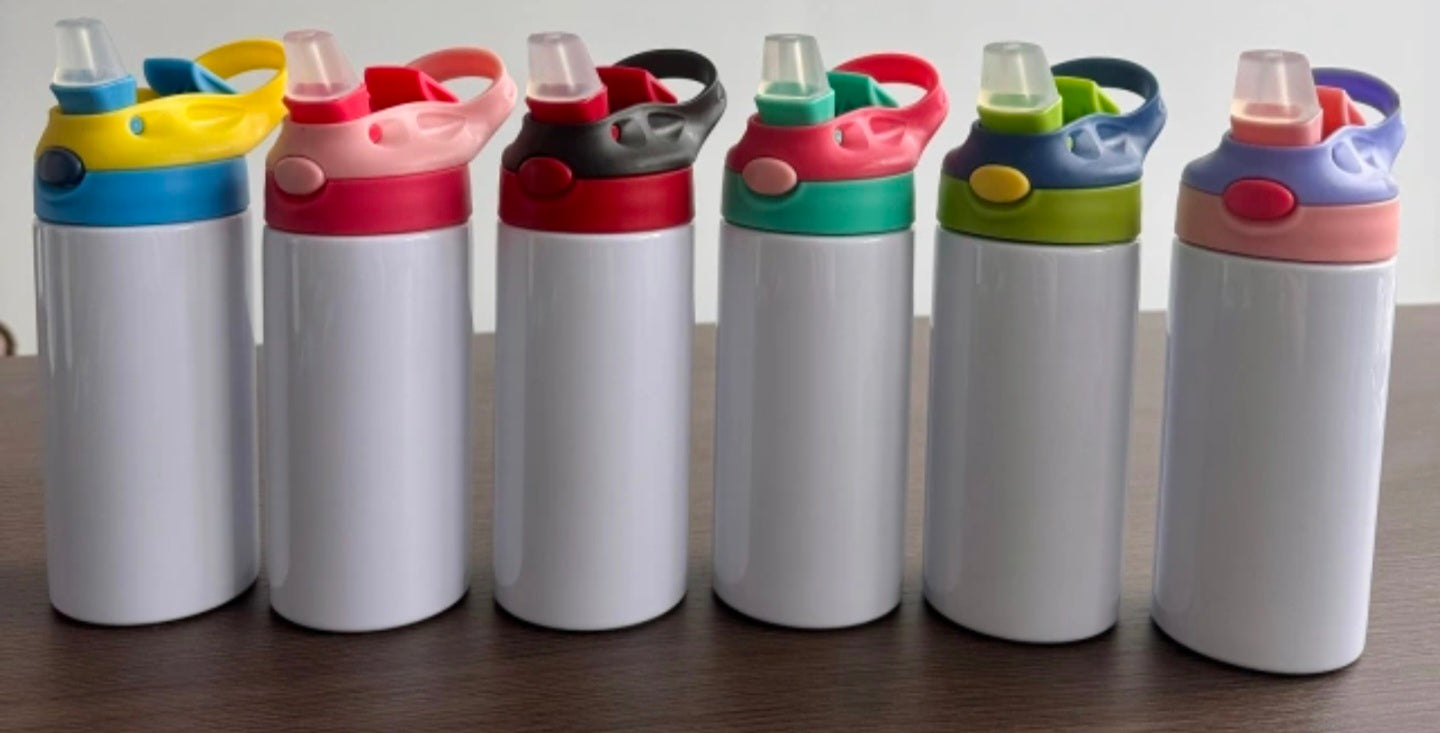 12oz Kids flip top drink bottle - leave notes at cart before checkout with design details. Custom/personalised designs accepted.