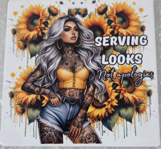 Single Ceramic coaster Gloss finish - Serving looks