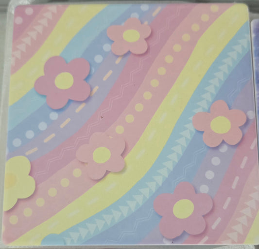 Set of 2 Ceramic coasters Matte finish - Pastel flowers