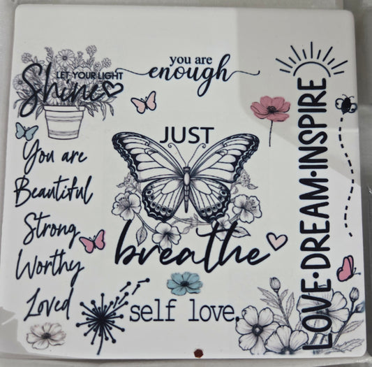 Set of 2 Ceramic coasters Matte finish - Just breathe